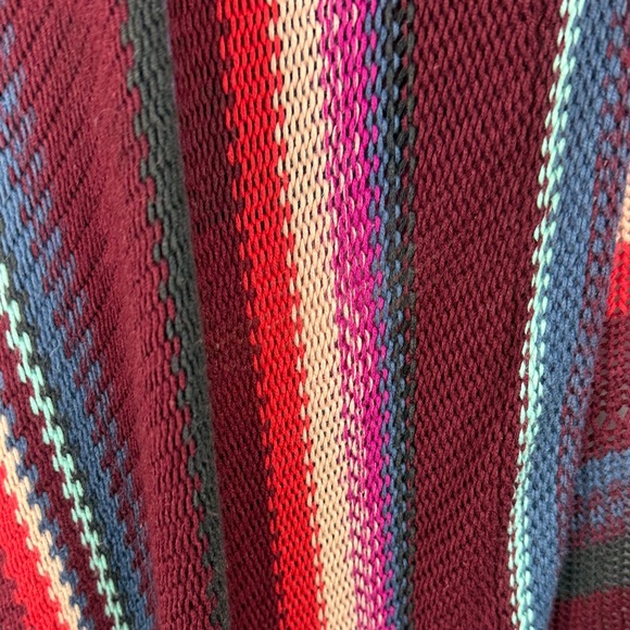 Billabong Boho Striped Open Front Fringe High-Low Hem Cardigan Sweater - Size M - Picture 9 of 14